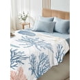 thumbnail image 5 of Coral Coastal Flat Sheets Only California King Size, Soft Breathable Bed Top Sheets for Mattress, Summer Beach Starfish Nautical Shell Luxury Bedding Flat Sheets for Home Hotel Bedroom Bed Protection, 5 of 9