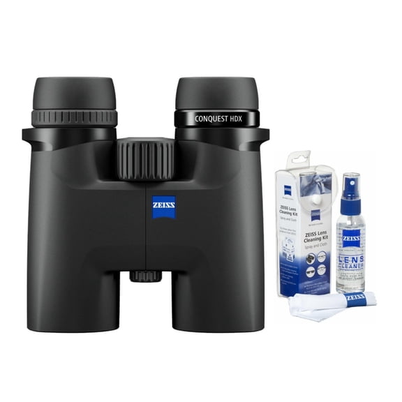 Zeiss Conquest HDX 10x32 Binocular with 90 Percent Light Transmission and Rugged Design (Black) Bundle with Zeiss Lens Cleaning Kit (2 Items)