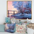 thumbnail image 2 of Designart 'Bridge Of Meandering River With Winter Scenery I' Lake House Framed Canvas Wall Art Print, 2 of 5