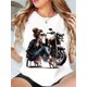 thumbnail image 1 of Vintage Motorcycle Graphic T-Shirt for Women - Elegant Summer Tee with Stylish Woman & Motorcycle Design, Polyester, Round Neck, Perfect for Vacation, Cosplay, and Casual Outfits, 1 of 6
