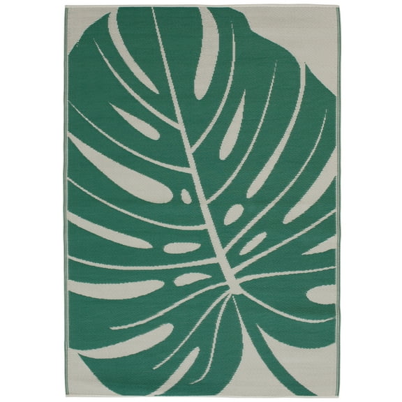 Mainstays 5'x7' Green and Beige Palm Leaf Outdoor Rugs