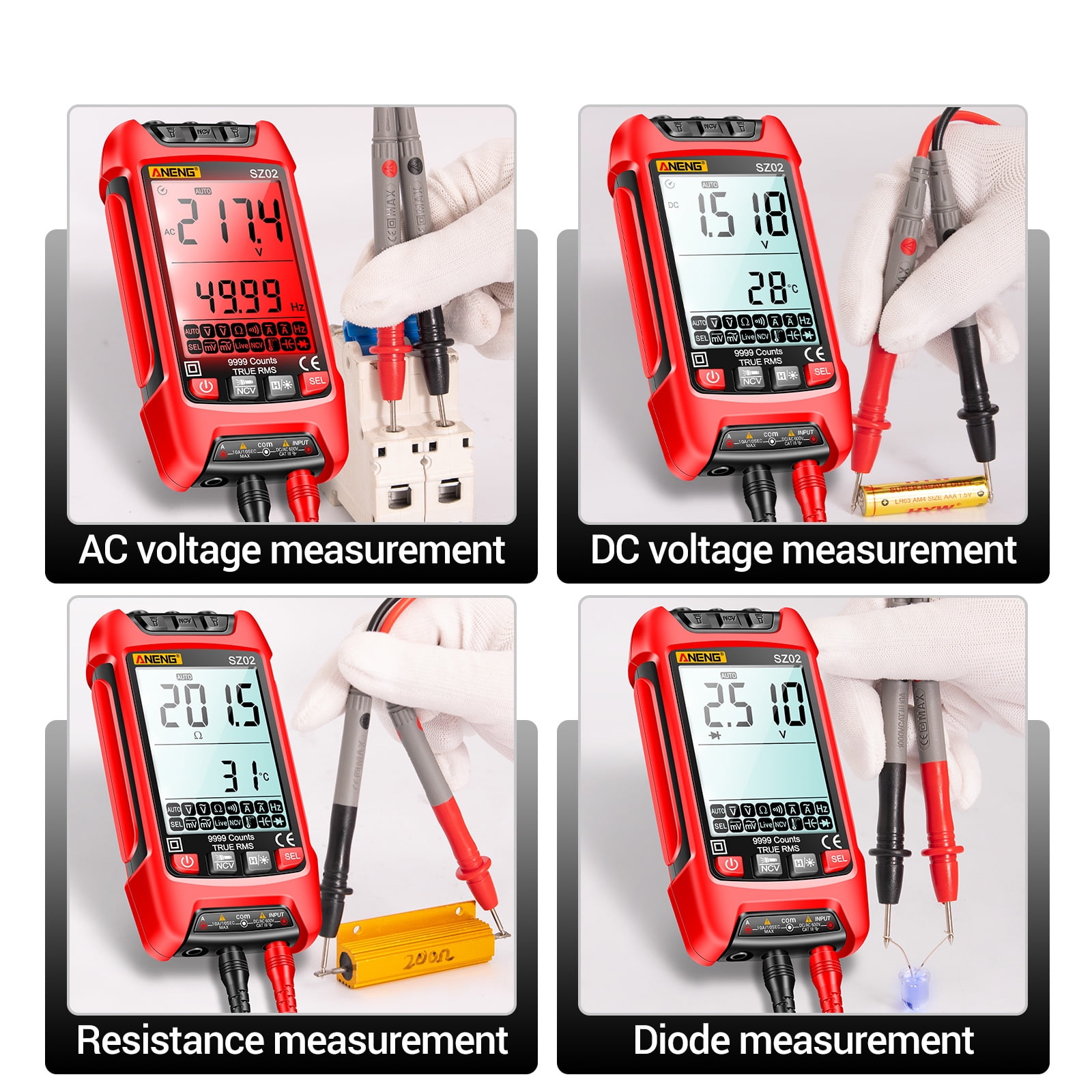 Multimeters,9999 Ncv Universal With Voltmeter Ammeter Meter Handheld Tester Sz02 Auto 9999 Universal Meter Lcd Voltmeter Handheld Tester Voltmeter Auto 9999 Ncv Cousopo Resistance Huiop