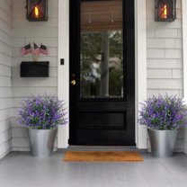 Artificial Hanging Plants Outdoor Indoor | Lifelike Magenta Plastic Fake Flowers 8 Bundles 13.78" Sunproof Patio Garden Porch Decor | Rustic Home Wedding Farmhouse Terrace Arrangement