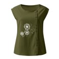 thumbnail image 4 of Pompotops Blouse d'Été Décontractée Sans Manches à Boutons Col Rond Ample pour Femmes, 4 of 4