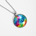 thumbnail image 4 of Tie Dye Glass Design Circular Pendant Necklace - Elegant Jewelry for Women, 4 of 5