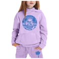 thumbnail image 2 of WMQPNNS Boys 2 Piece Set Girls Sweatsuit Set Wide Leg Long Sleeve Hoodie and Baggy Sweatpants Casual Two Piece Outfit Joggers Set(Size 1-2 Years, Purple), 2 of 3