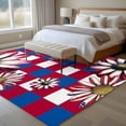 thumbnail image 5 of Red Blue Plaid USA Flag Flower Washable Area Rug 5 x 8 ft Independence Day, Soft Non Slip Rugs Stain Repellent Indoor Felt Carpet for Living Dining Room Bedroom Home Office, 5 of 9