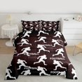 thumbnail image 2 of Feelyou Cartoon Football Athlete Queen Comforter Set, Vintage Rugby Lover Bedding Sets, Brown Cartoon Print Reversible Bedding Comforter Set, Ultra Soft Bedroom Decor, 3-Piece, 2 of 8