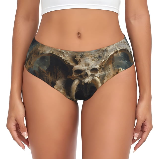 Balery Ancient Skull Cave Landscape Ropa Interior de Algodón para Mujer con Dibujo – Braguitas Cómodas y Elásticas, Estilo Clásico-Small