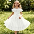 thumbnail image 5 of ITSAME Girls Formal Dress Sequin Embroidery Tiered Ruffle Puffy Tulle Wedding Birthday Pageant Gown White Size 7-8, 5 of 6