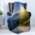 thumbnail image 4 of Farmland Soft Flannel Fleece Blanket, Contrasting Day and Night Collage View with Moon Sun Horizon Countryside Hillside, Cozy Plush for Indoor and Outdoor Use, 50" x 70", Green Blue, by Ambesonne, 4 of 5