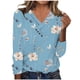 thumbnail image 2 of ICHUANYI Clearance Women's Long Sleeve Summer V Neck Sexy Casual Tops Regular Blouse Tops(Sky Blue, L) ICHUANYI WER2023081112846, 2 of 5