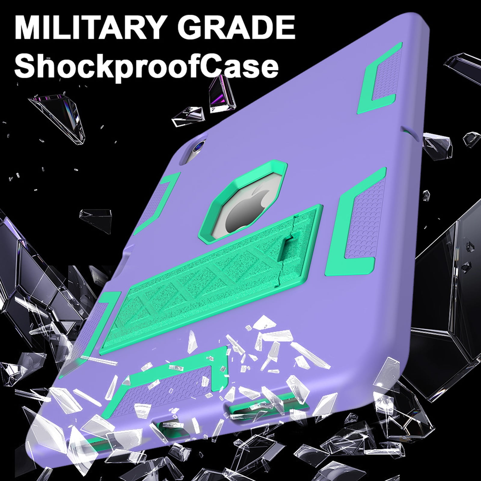 Rugged Case for Apple iPad Air 11 Inch M4 M3 M2 2026 2025 2024, Heavy Duty Shockproof Back Cover with Kickstand & Pencil Holder Shock-Absorbent TPU+PC Case for iPad Air 11, Purple