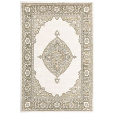 Oriental Weavers Andorra Area Rug - 7939D - 7'10" x 10'10" - in Beige/ Tan - Vintage Inspired, Stain Resistant, Family and Pet Friendly , Dining, Living Room Rug