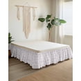 thumbnail image 2 of Spring Flower Wrap Around Bed Skirts for California King Bed 16" Drop,Bed Skirt with Adjustable Elastic Belt Dust Ruffle Bed Valance Vintage Farmhouse Light Purple Boho Leaf Bed Frame Cover, 2 of 7
