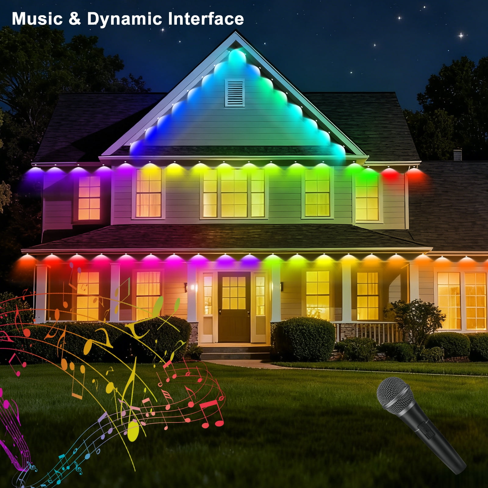 15M Colorful Eave Lights Waterproof LED String Lights for Holiday Outdoor Home Decor