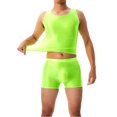thumbnail image 6 of Mens Shiny Glossy Tracksuits Fitness Tank Top With Boxer Shorts Activewear Sets, 6 of 8