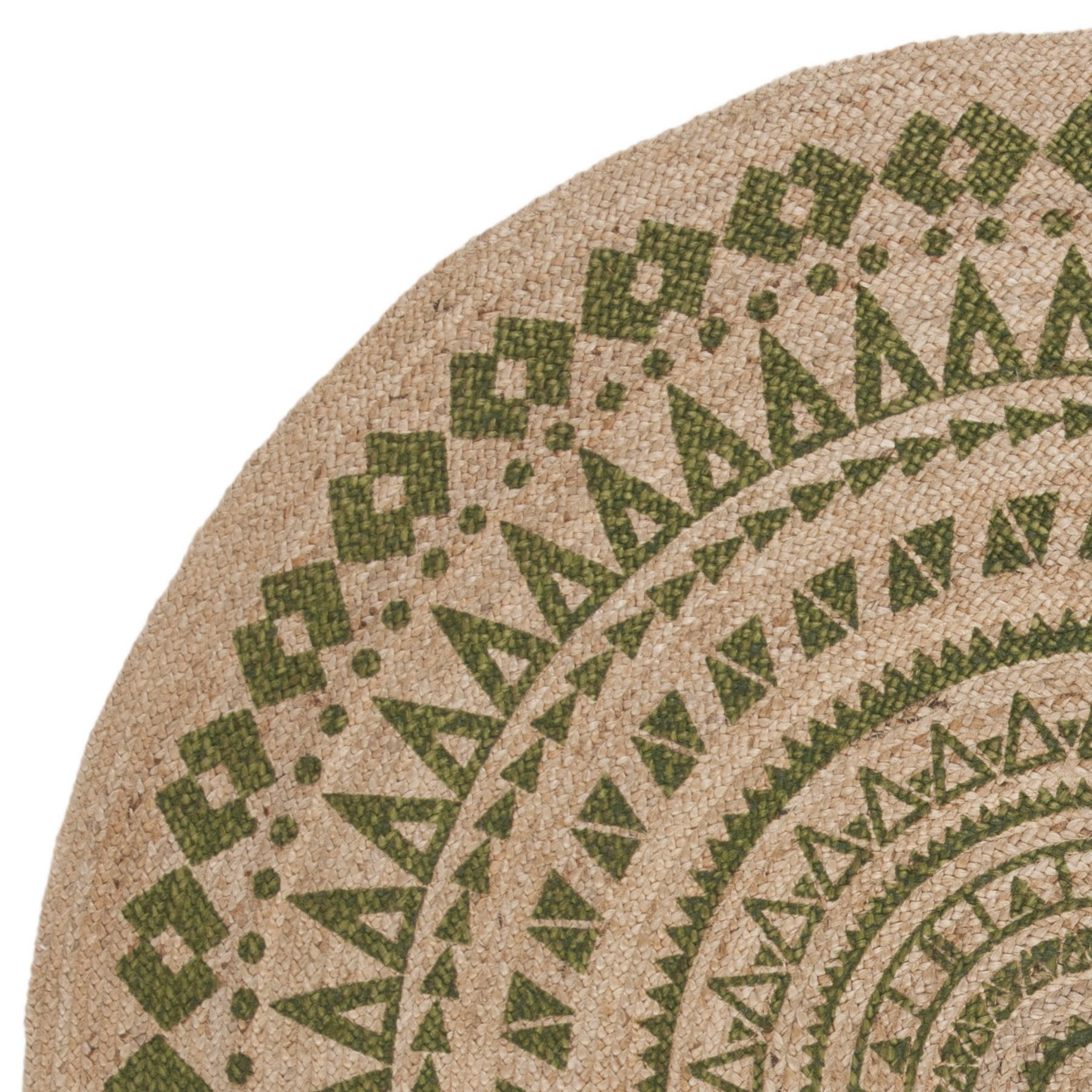 SAFAVIEH Natural Fiber Zoolander Geometric Jute Area Rug, Green/Natural, 6' x 6' Round