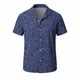 thumbnail image 5 of Ceisia Men's Breathable Four-Way Stretch Navy Blue White Fine Leaf Print Cuban Collar Short Sleeve Hawaiian Beach Shirt Gift, 5 of 8
