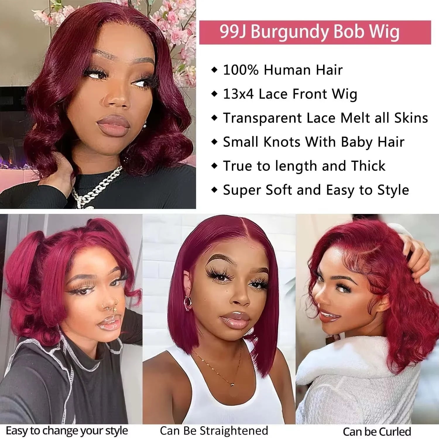 Wig 99J Burgundy Body Wave Human Hair 13X4 HD Lace Frontal Wigs Pre Plucked Frontal Wigs