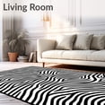 thumbnail image 2 of ODIKA 6'x9' Machine Washable Non-Slip Area Rug, Elegant Swirling Zebra Monochrome Abstract Wavy Zig Zag High Traffic Rug with Pad, Black, 483948, 2 of 8
