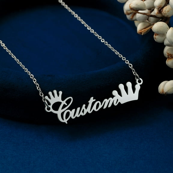 Custom Crown Name Necklace For Women Men Stainless Steel Personalized Initial Alphabet Chain Choker Pendant Birthday Gift