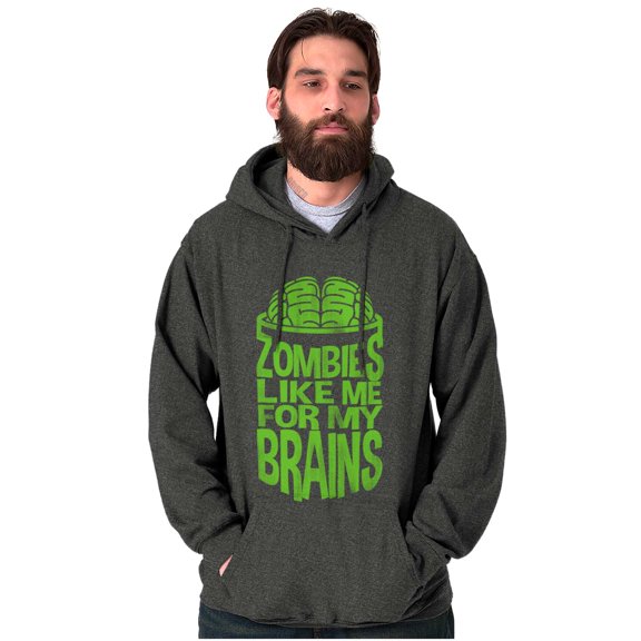 Funny Zombies Like Me For My Brains Hoodie Hooded Sweatshirt Men Brisco Brands S