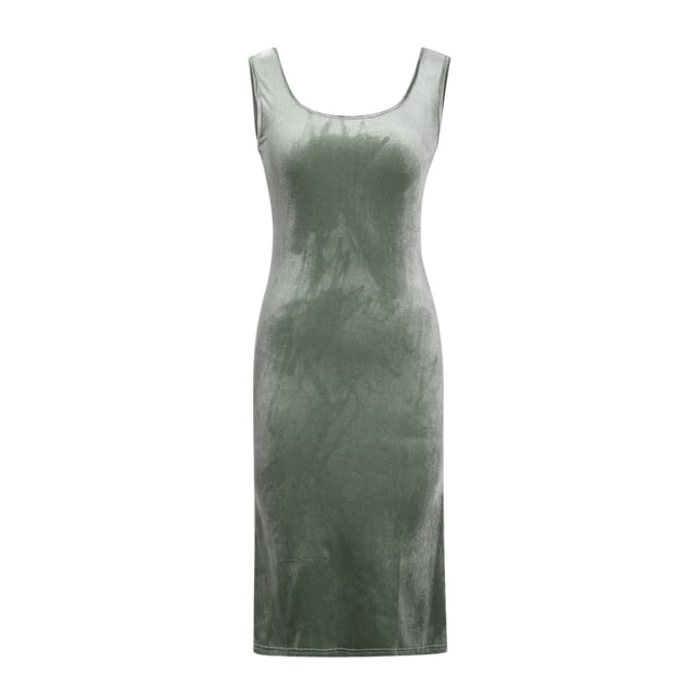 Vestidos Para Mujer Vestido de Deslizamiento Temperamento Elegante de Punto Split Trendyable Erógeno Collar de Una Palabra Slim Tube Top Sin Mangas Midi Falda Odeerbi ODB186584