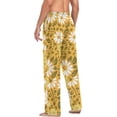 thumbnail image 5 of Men's Pajama Pants with Pockets Sleepwear Lounge Pants Stretch Casual White Yellow Flowers, 5 of 6