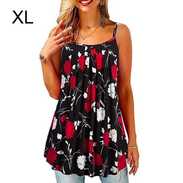 Verano Tops Correa Escote redondo Chaleco Sin mangas Tela estampada para mujer, Tipo 2, XL Scienceny AP001971-13