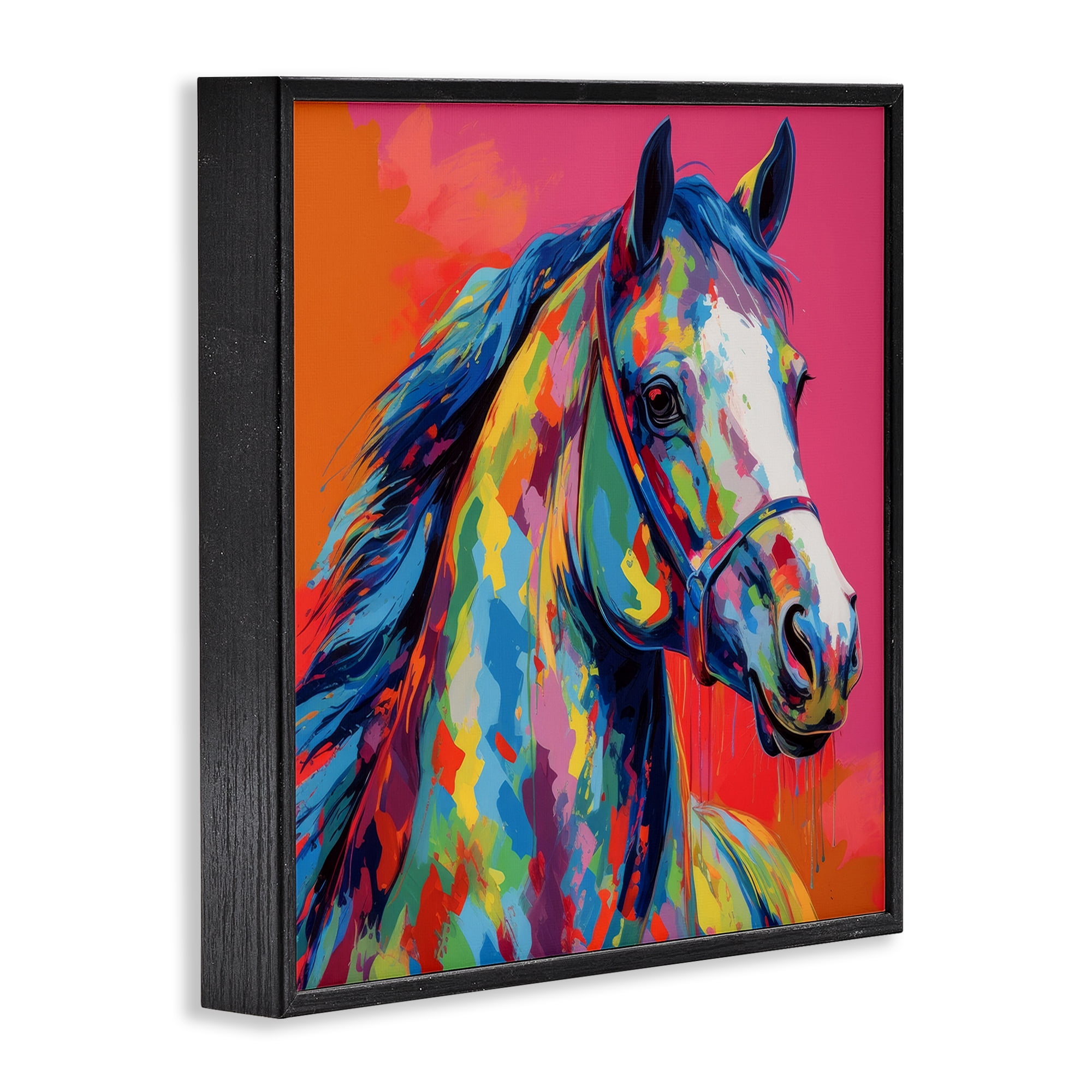 Stupell Industries Abstract Hue Horse Animals & Insects Painting Black Framed Art Print Wall Art, 17 x 17