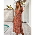 thumbnail image 4 of AURA Women Summer Maxi Dress V Neck A Line Polka Dot Lace Casual Vacation Dress, 4 of 6