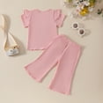 thumbnail image 4 of Fesfesfes Baby Girls' Fashion Clothes Girls' Casual Short Sleeve Round Neck Collar Solid Color Elastic Waist Short Pants Sets 0-3 Years(Pink,12-18 Months), 4 of 9