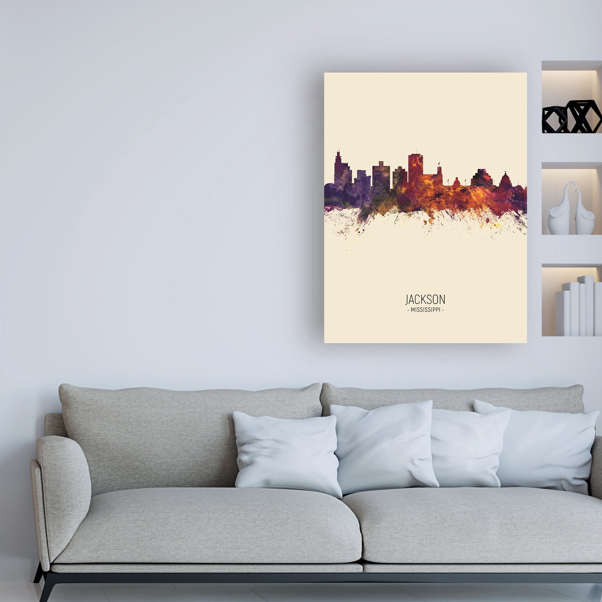 Trademark Fine Art 'Jackson Mississippi Skyline Portrait III' Canvas Art by Michael Tompsett