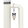 thumbnail image 3 of Delight Jewelry Goldtone Crystal Initial - V - Silvertone Bow Charm Accessory for Tumblers and Thermal Cups, 3 of 4