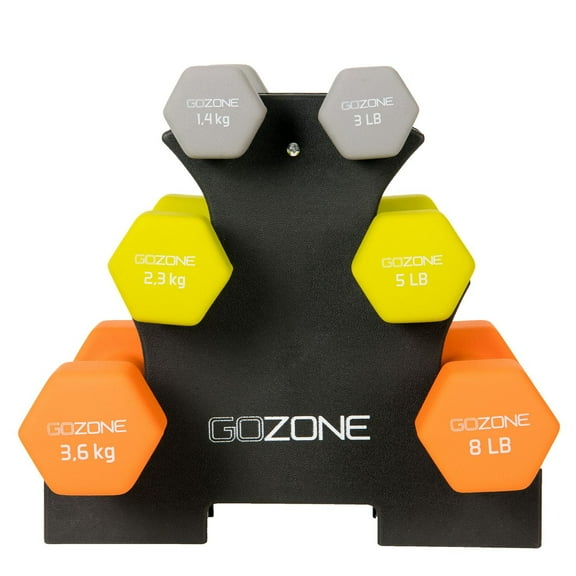 GoZone 32lb Neoprene-Coated Dumbbell Set – Multicolor