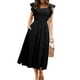 thumbnail image 1 of Vestido de verano con volantes miessiales, manga corta, línea A, negro para mujer, 1 of 6