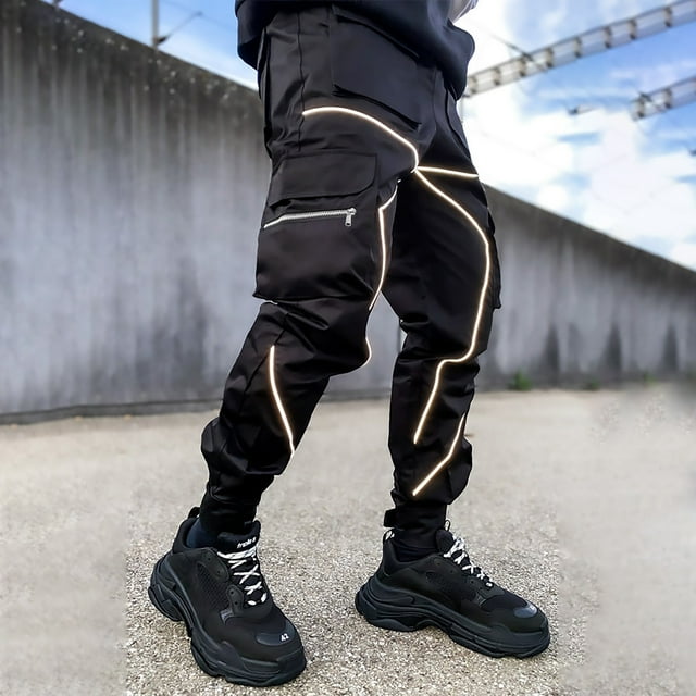 Salopette Décontractée pour Homme à Poches, Coupe Droite Ample, Pantalon de Course Extérieur