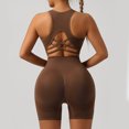thumbnail image 3 of Vdoaml Womens Seamless Workout Set 2 Piece Outfit Ladies Crisscross Back Racerback Sports Bra and Biker Shorts S Coffee, 3 of 4