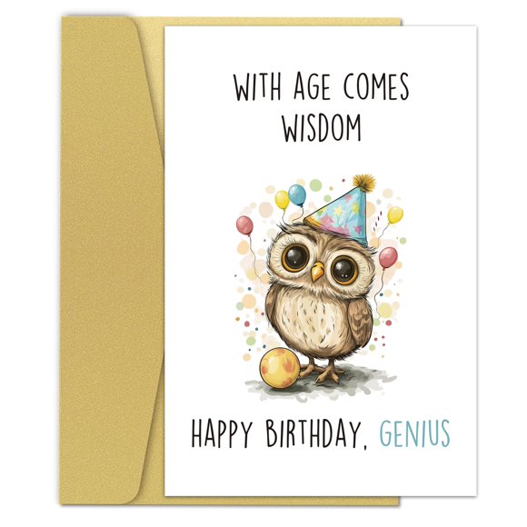 Tarjeta de felicitación Zoytonky divertida de cumpleaños con búho 20,3 x 13,5 cm