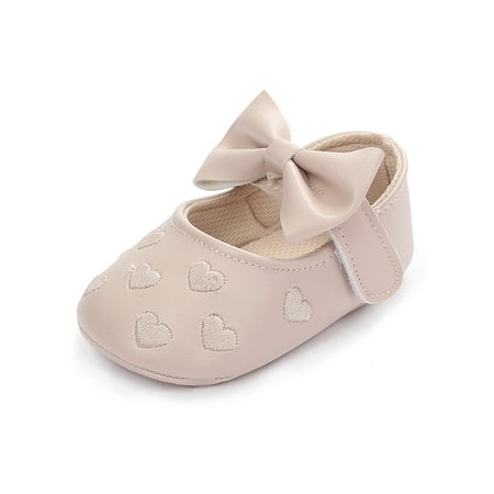 

Lacyhop Infant Princess Shoe First Walker Flats Embroidered Mary Jane Daily Comfort Casual Shoes Breathable Magic Tape Loafers Apricot 5C