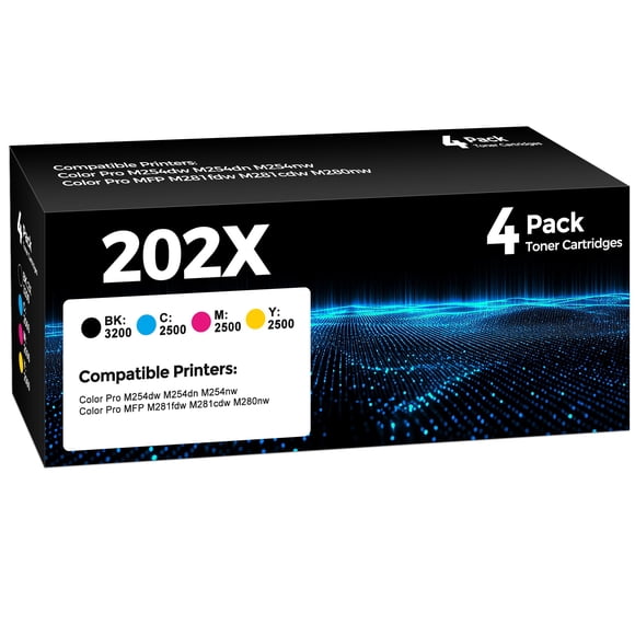 Cartucho de tóner W.L.M 202X, paquete de 4 para impresoras HP