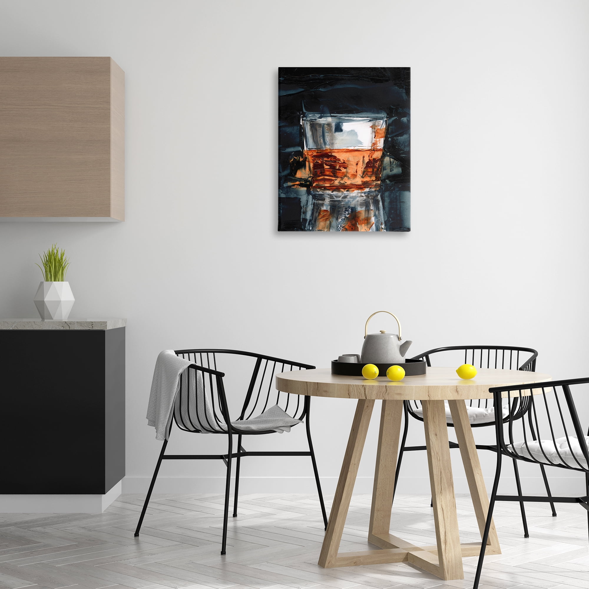 Stupell Industries Whiskey Glass Reflection Food & Beverage Painting Wrapped Canvas Art Print Wall Art, 24 x 30