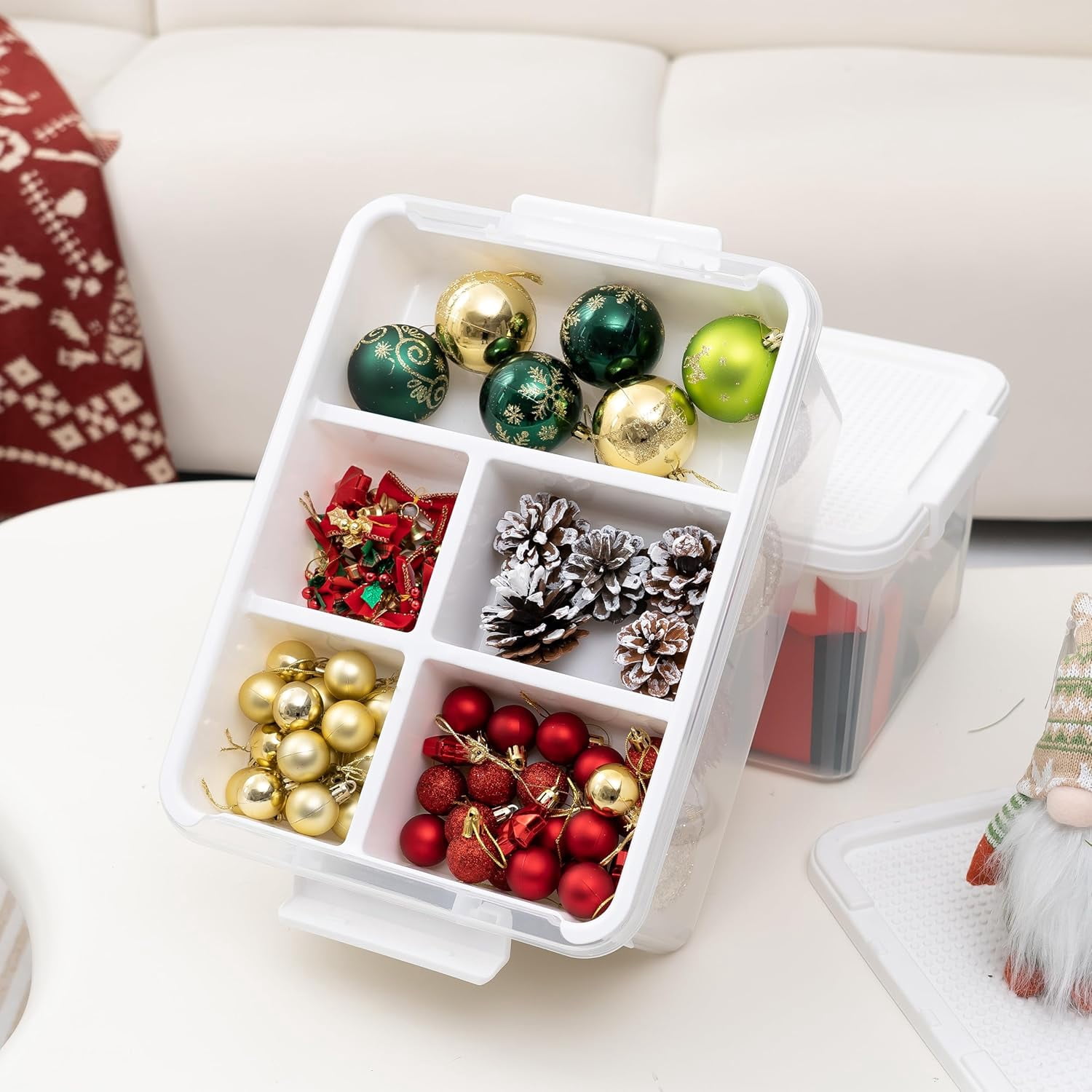 Sunny Lane 17 QT Storage Bins with Building Baseplate Lid and Removable Tray Large Plastic Storage Bins Lego Organizers and Storage Bead, Tool, Sewing, 4 Packs