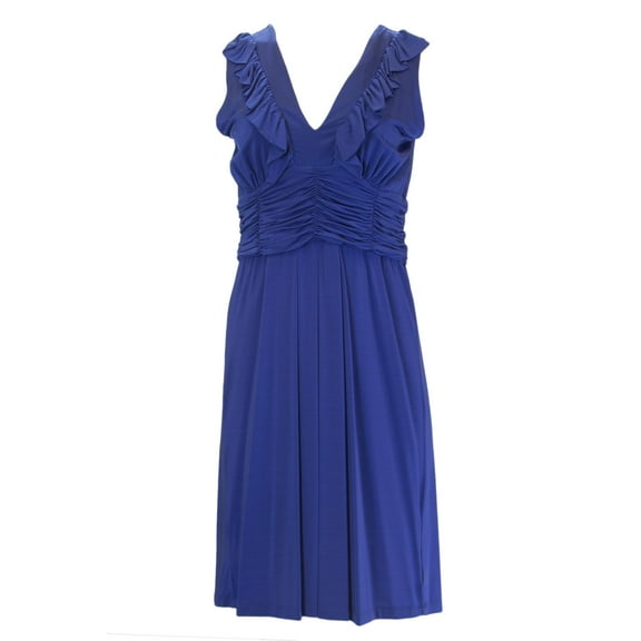 ANALILI Women's V-Neck Sleveless A-Line Dress 851AH14 Sz Medium Ocean Blue