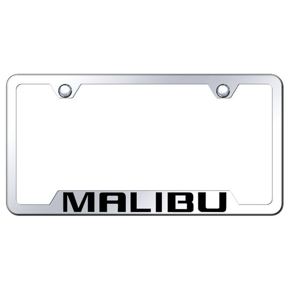 Chevy Malibu Laser Etched Logo Cut-Out License Plate Frame (Chrome)