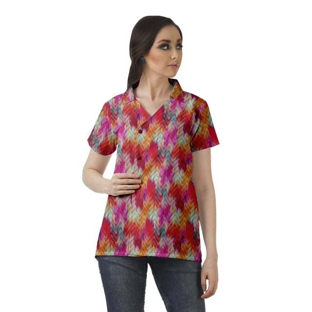 Moomaya Chemise Tunique Style Enveloppant pour Femmes en Coton Décontracté Col Classique Boutonné