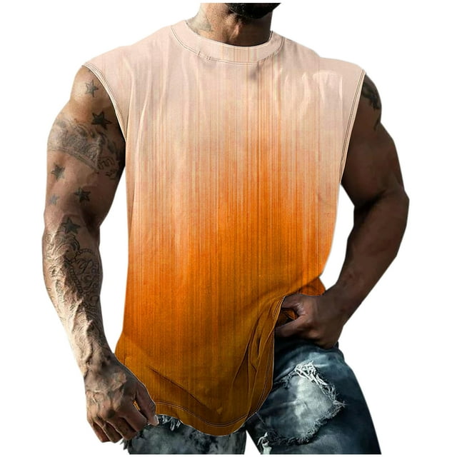 Hombres Moda Casual Impresión Suéter Cuello Redondo Deportes sin Mangas Tanque