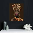 thumbnail image 4 of Nawypu  African American Woman Canvas Wall Art Print Leopard Pattern Traditional Headwrap of Girl Black African Art Vanity Room Living Room Bedroom Bathroom, 4 of 4
