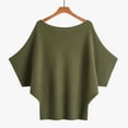 thumbnail image 2 of PMVFHDE Knitted Off The Shoulder Batwing Sweater Short Sleeve Pullover Loose Ribbed Top Solid Color Fashion Casual Comfortable&nbsp;Women Tops Army Green,One Size, 2 of 3
